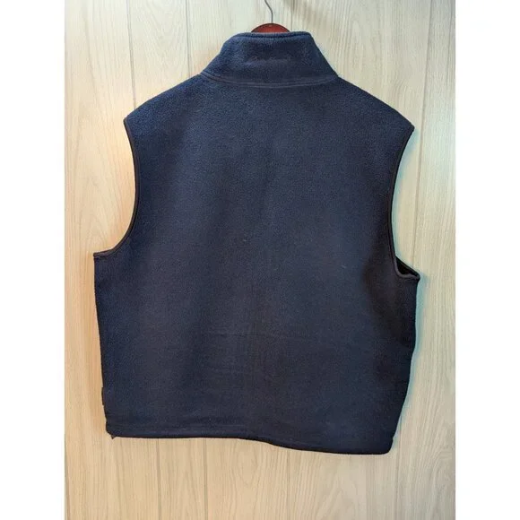Eddie Bauer Polartec Navy Blue Fleece Full Zip Vest Size Large L Sleeveless - Picture 2 of 6
